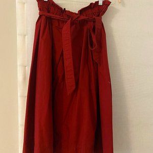 Uniqlo Brick Red Poplin Skirt with Tie Waist
